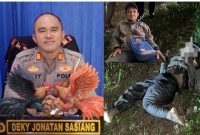 Foto: Kasat Lantas Polres Kutai Barat, AKP Deky Jonatan Sasiang (Kiri) dan Alm. Yohanes kepala Adat Kampung Linggang Tututng Korban Lakalantas dengan Kendaraan Operasional PT BKK (Kanan) 